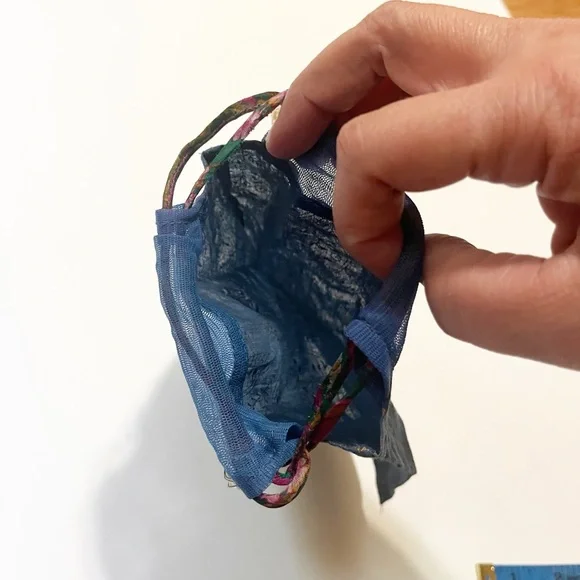 Chan Luu Drawstring Jewelry Travel or Gift Pouch Blue & Gold | 6” x 6” - Picture 5 of 9